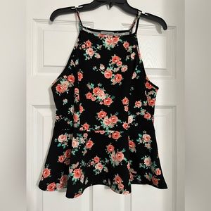 XL black floral shirt